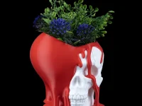 Love & Decay Skull Planter – Red Drip Edition